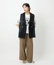 PHLHE70230 GEORGES RECH(小さいサイズ)(メゾン ドゥ サンク) リネン混リラックスワイドパンツ ベージュ