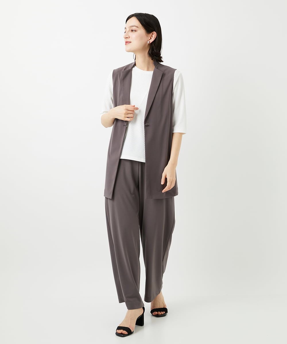 PHQGD11210 GEORGES RECH(小さいサイズ)(メゾン ドゥ サンク)  [セットアップ対応]ドライタッチジャージーワイドストレートパンツ ベージュ