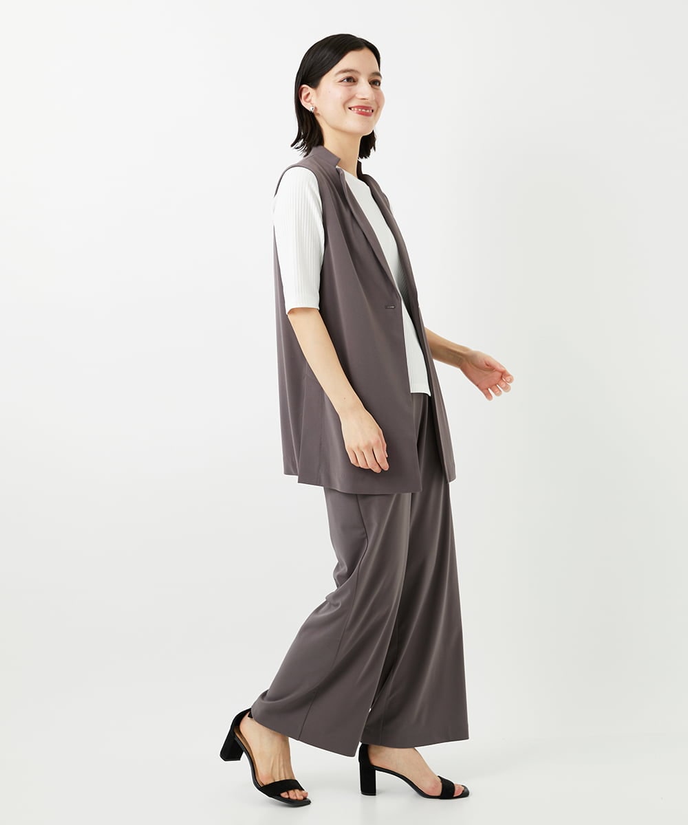 PHQGD11210 GEORGES RECH(小さいサイズ)(メゾン ドゥ サンク)  [セットアップ対応]ドライタッチジャージーワイドストレートパンツ ベージュ