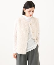PHSAH04340 GEORGES RECH(小さいサイズ)(メゾン ドゥ サンク) エアリーファードッキングニットベスト アイボリー
