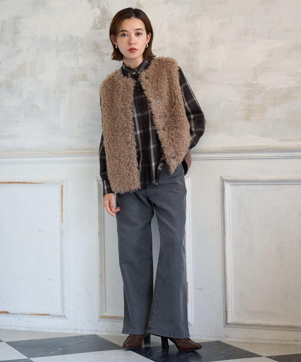 PHSAH04340 GEORGES RECH(小さいサイズ)(メゾン ドゥ サンク) エアリーファードッキングニットベスト アイボリー