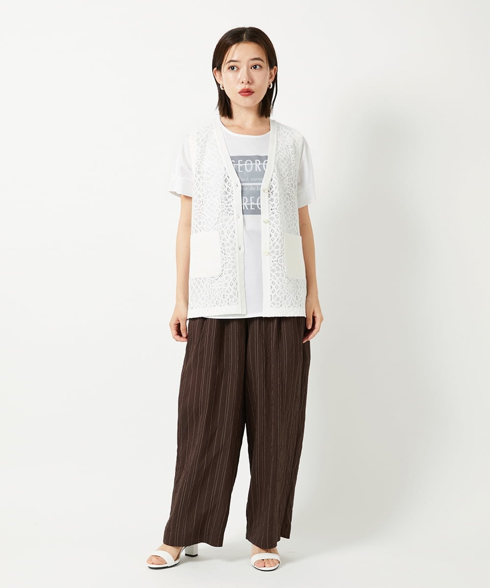 PHSHD42330 GEORGES RECH(小さいサイズ)(メゾン ドゥ サンク)  [セットアップ対応]ラッセルレースチュニックベスト アイボリー