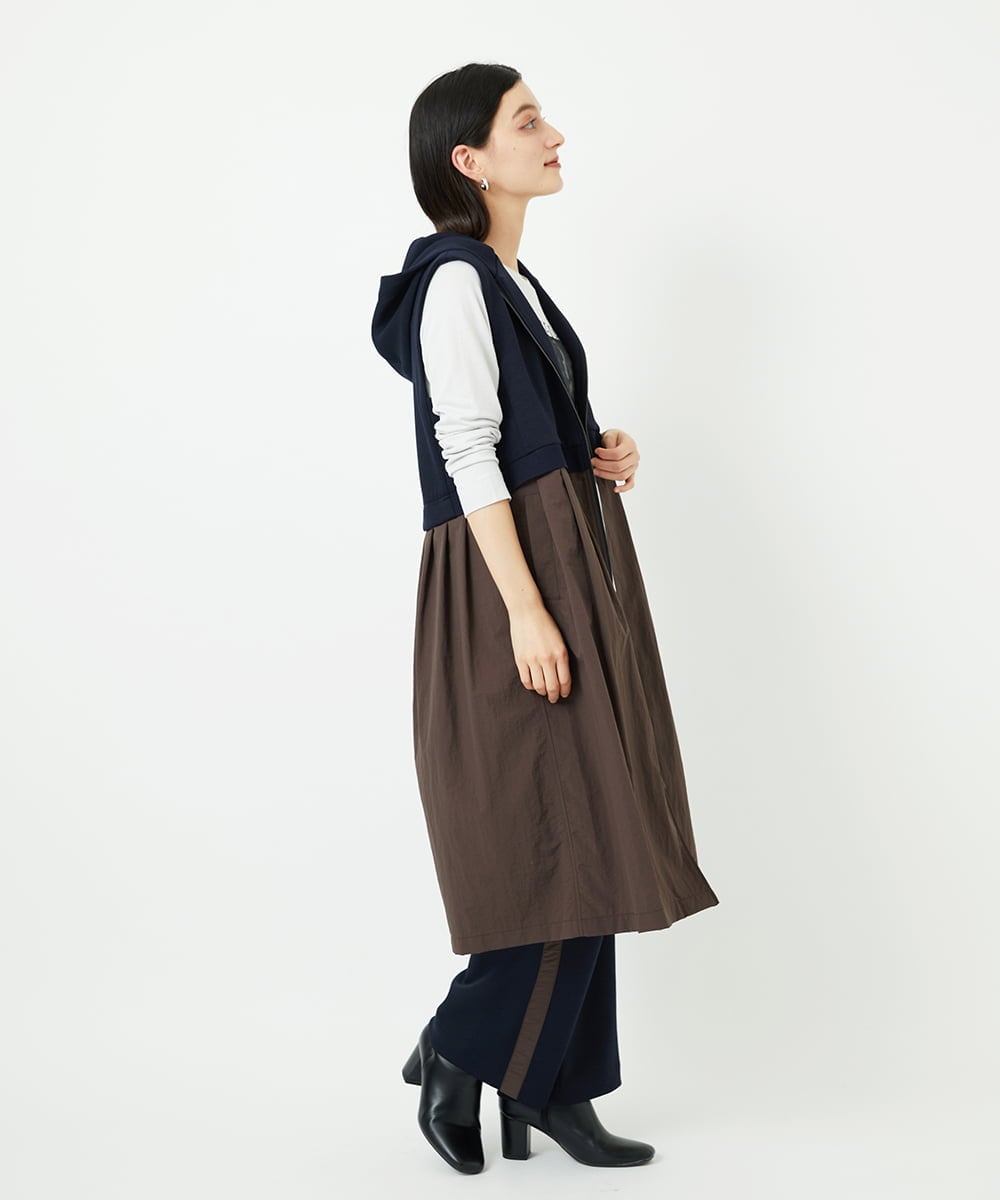 PHTAD02390 GEORGES RECH(小さいサイズ)(メゾン ドゥ サンク) ダンボールタフタドッキングロングジレ ネイビー
