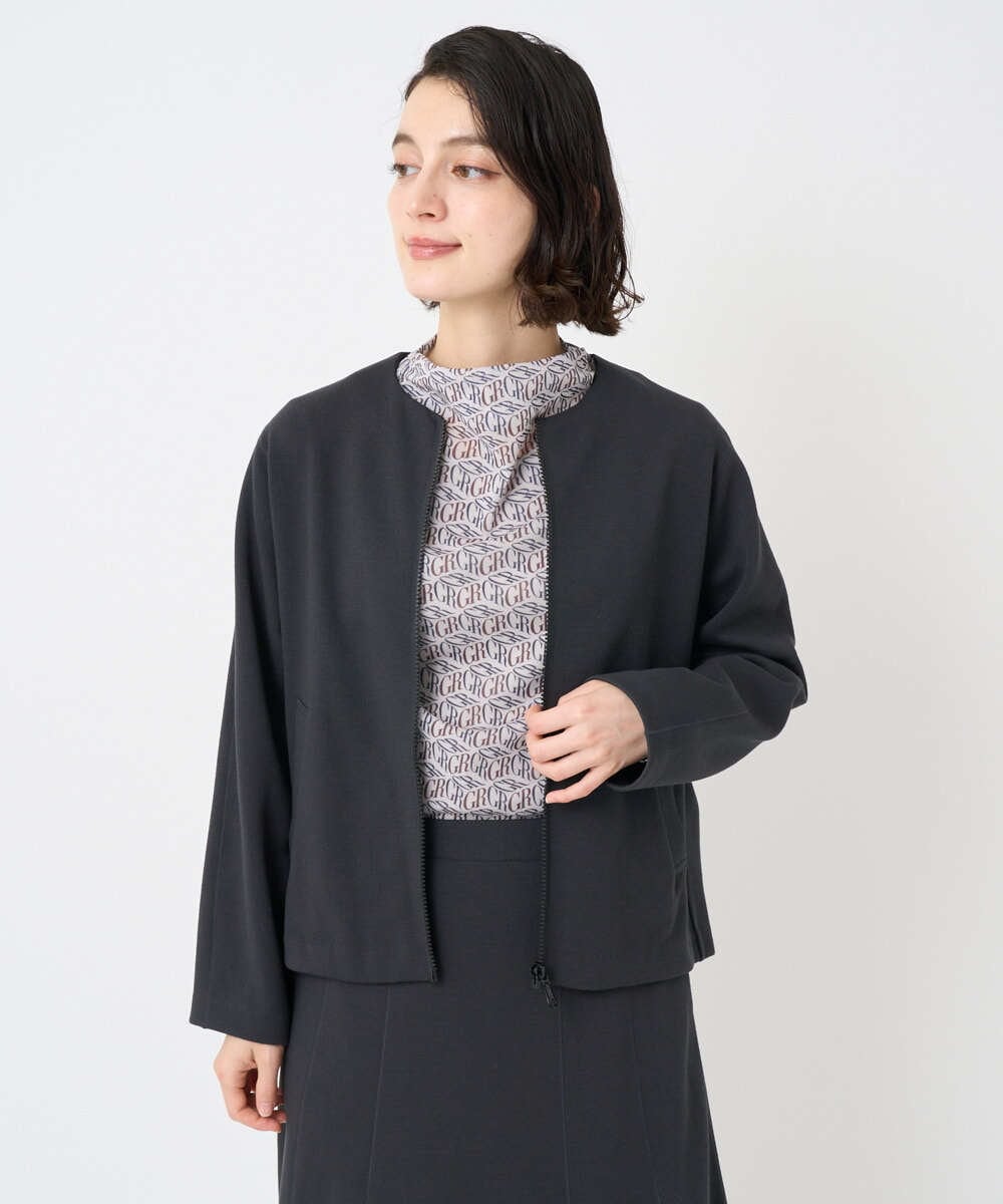 PHTAD30360 GEORGES RECH(小さいサイズ)(メゾン ドゥ サンク)  [セットアップ対応]ノーカラージャージージップ羽織 ダークグレー