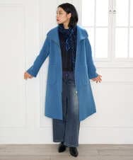 PHUAG32800 GEORGES RECH(小さいサイズ)(メゾン ドゥ サンク) Pure Super100sリバービルドネックロングコート ブルー