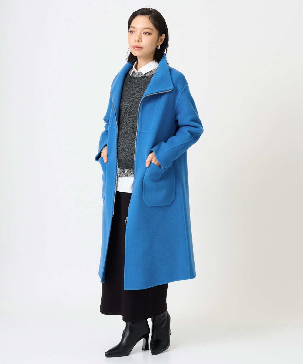 PHUAG32800 GEORGES RECH(小さいサイズ)(メゾン ドゥ サンク) Pure Super100sリバービルドネックロングコート グレー