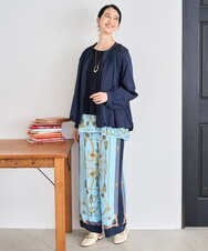 PJLAH02460 CHRISTIAN AUJARD Lサイズ(クリスチャン・オジャール Lサイズ) 【大きいサイズ】スカーフプリントワイドパンツ ブルー系