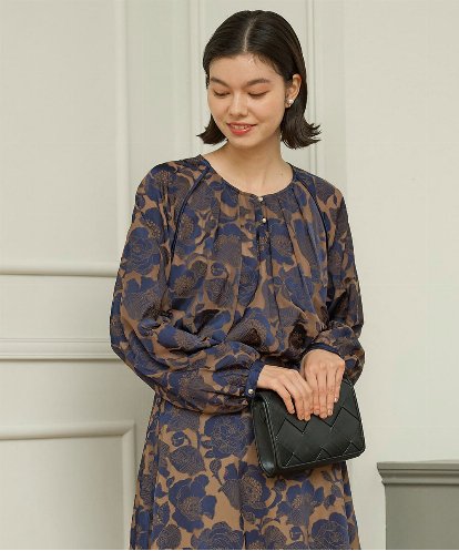 PRBAG34490 CHRISTIAN AUJARD [セットアップ対応]ラインオパールフラワーブラウス