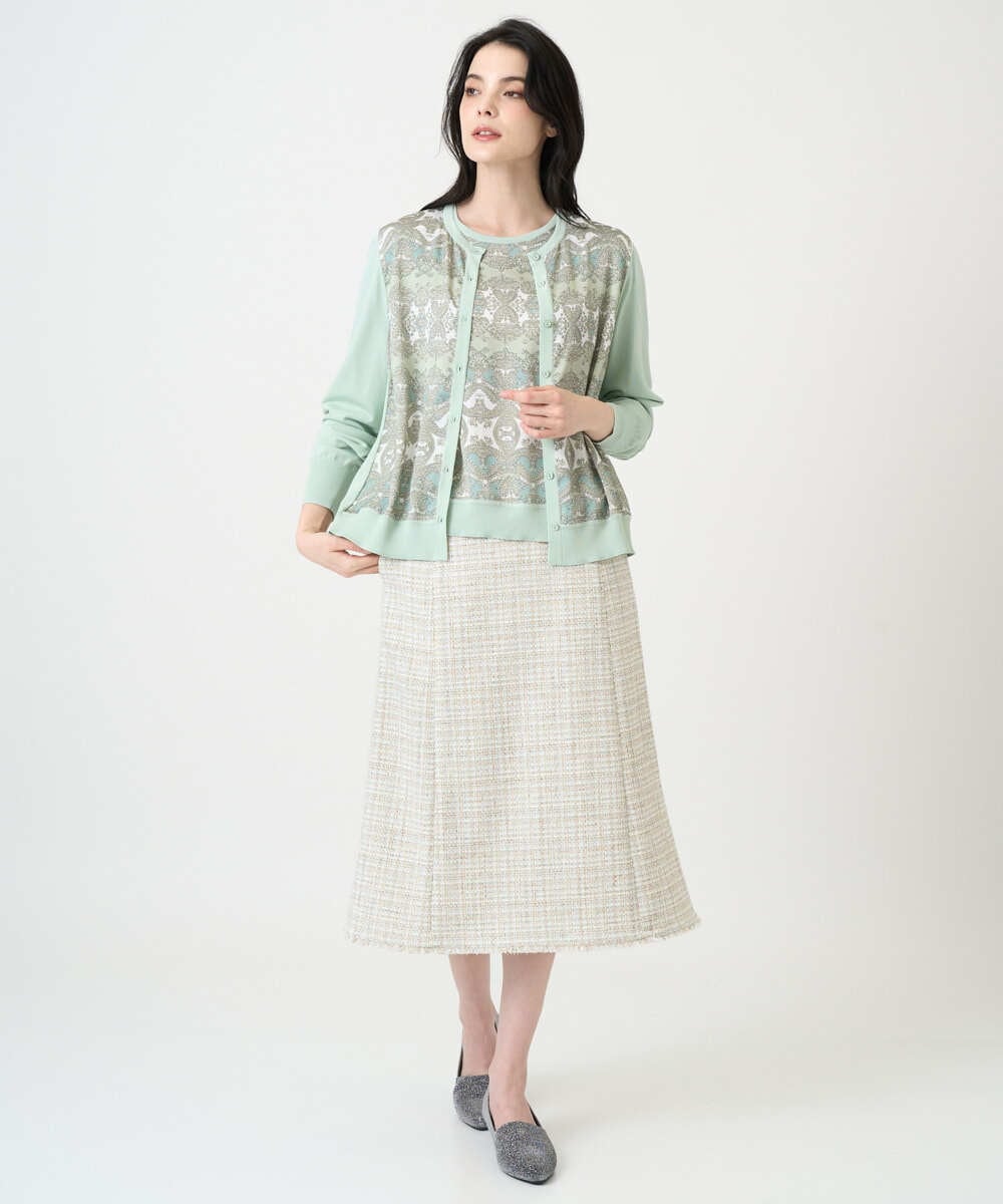 PRHEE01430 CHRISTIAN AUJARD(クリスチャン・オジャール) [セットアップ対応]シャイニーツィードスカート ベージュ系