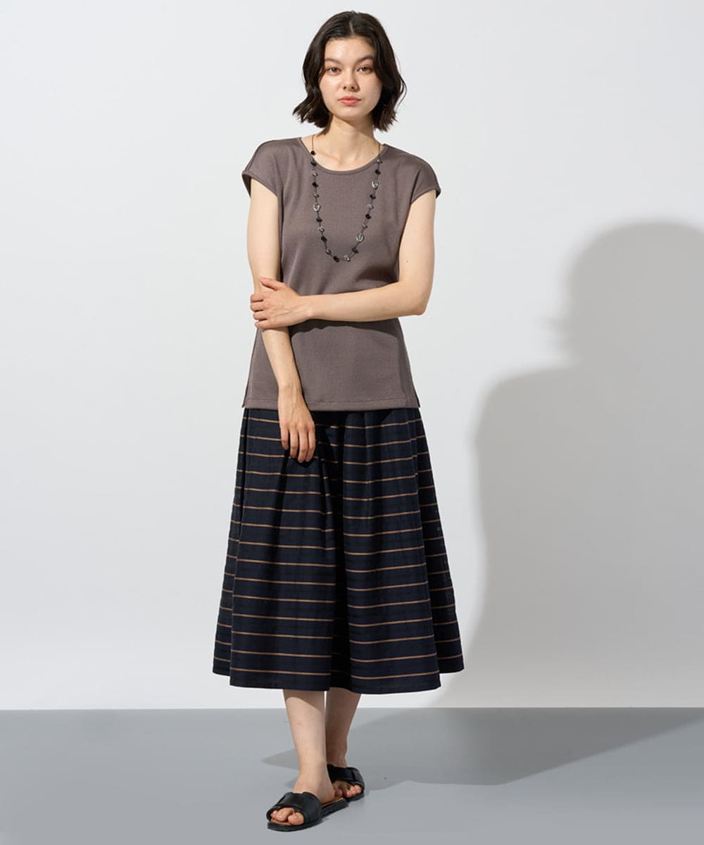 PYHHE28400 CHRISTIAN AUJARD(小さいサイズ)(メゾン ドゥ サンク) [セットアップ対応]カラミメッシュボーダースカート ネイビー