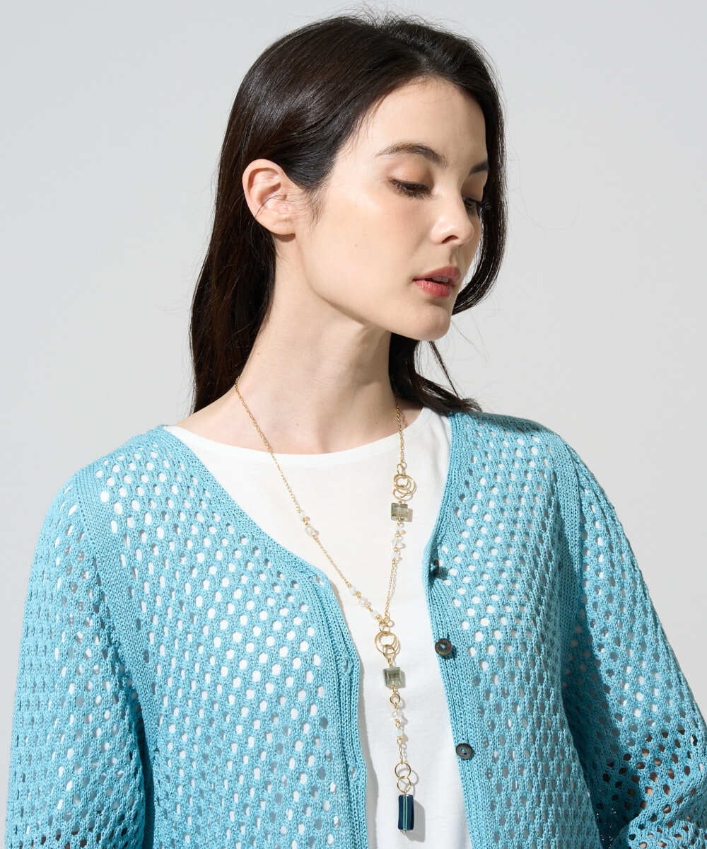 PYSGD22330 CHRISTIAN AUJARD(小さいサイズ)(メゾン ドゥ サンク) リネンライクニットカーディガン ホワイト