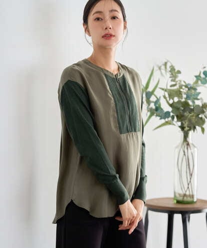 PZBAH06250  異素材コンビジッププルオーバー