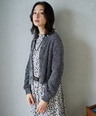 PZBCD49290 GEORGES RECH(ジョルジュ・レッシュ)  [日本製/セットアップ対応]レオパードロールネックブラウス ライトグレー