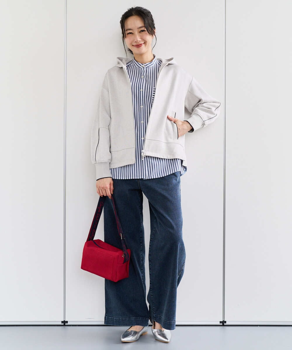 PZBEE05230 GEORGES RECH(ジョルジュ・レッシュ) [日本製]バンドカラーシャツ ネイビー(ストライプ柄)