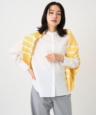 PZBEE05230 GEORGES RECH(ジョルジュ・レッシュ) [日本製]バンドカラーシャツ ネイビー(ストライプ柄)