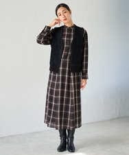 PZBJE21290 GEORGES RECH(ジョルジュ・レッシュ)  [セットアップ対応]スタンドカラーチェックブラウス ブラウン