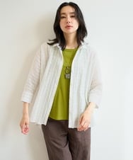 PZBJF11260 GEORGES RECH(ジョルジュ・レッシュ)  [日本製]シアーストライプドルマンスリーブブラウス ブラック