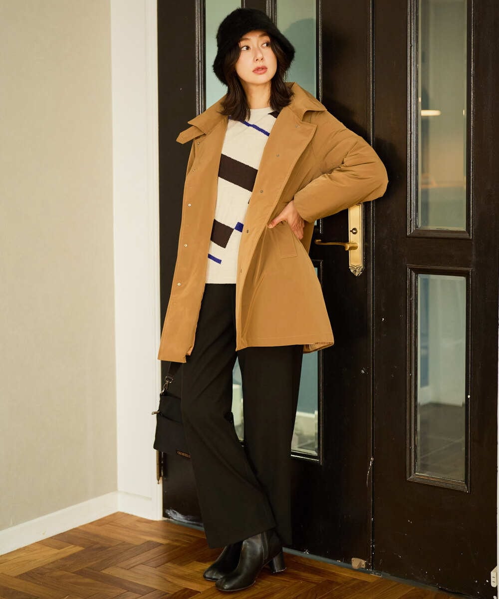 PZFAD04250 GEORGES RECH(ジョルジュ・レッシュ) レクタングルインターシャニット ブラック系