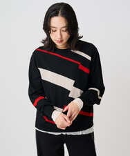 PZFAD04250 GEORGES RECH(ジョルジュ・レッシュ) レクタングルインターシャニット ブラック系