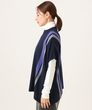 PZFAG13230 GEORGES RECH(ジョルジュ・レッシュ) カラーブロックニットポンチョ ネイビー