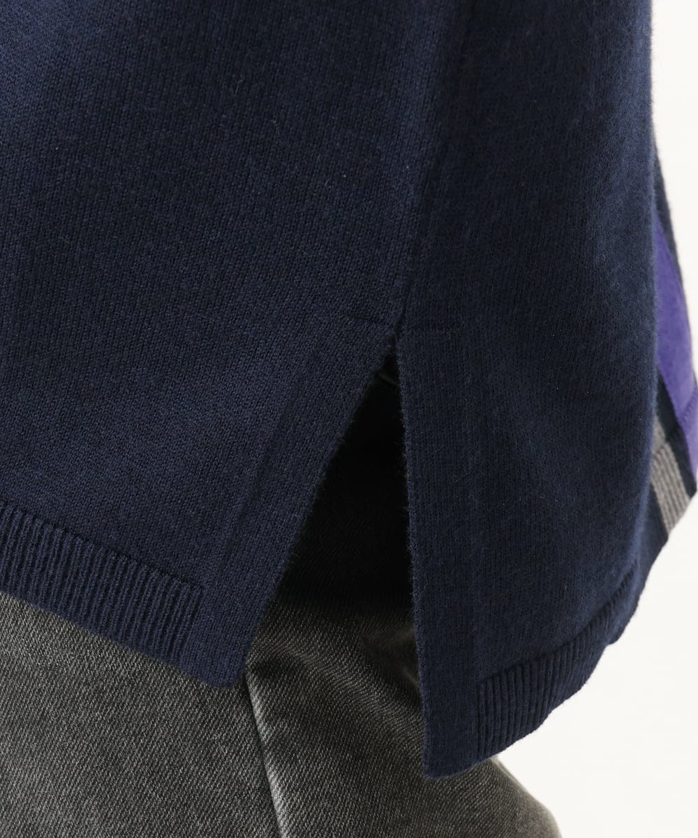 PZFAG13230 GEORGES RECH(ジョルジュ・レッシュ) カラーブロックニットポンチョ ネイビー