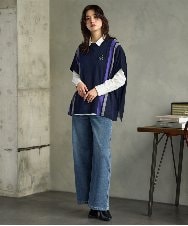 PZFAG13230 GEORGES RECH(ジョルジュ・レッシュ) カラーブロックニットポンチョ ネイビー