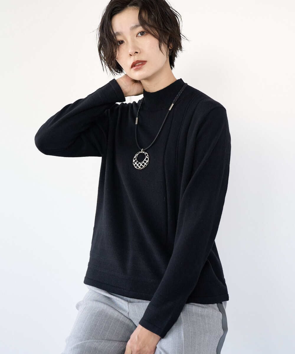 PZFCD57210 GEORGES RECH(ジョルジュ・レッシュ) [アンサンブル対応]メリノウールセミハイネックニット ブラック
