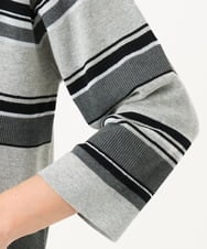 PZFJE17290 GEORGES RECH(ジョルジュ・レッシュ) スキッパーカラーマルチボーダーミラノリブニット ライトグレー系