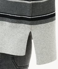 PZFJE17290 GEORGES RECH(ジョルジュ・レッシュ) スキッパーカラーマルチボーダーミラノリブニット ライトグレー系