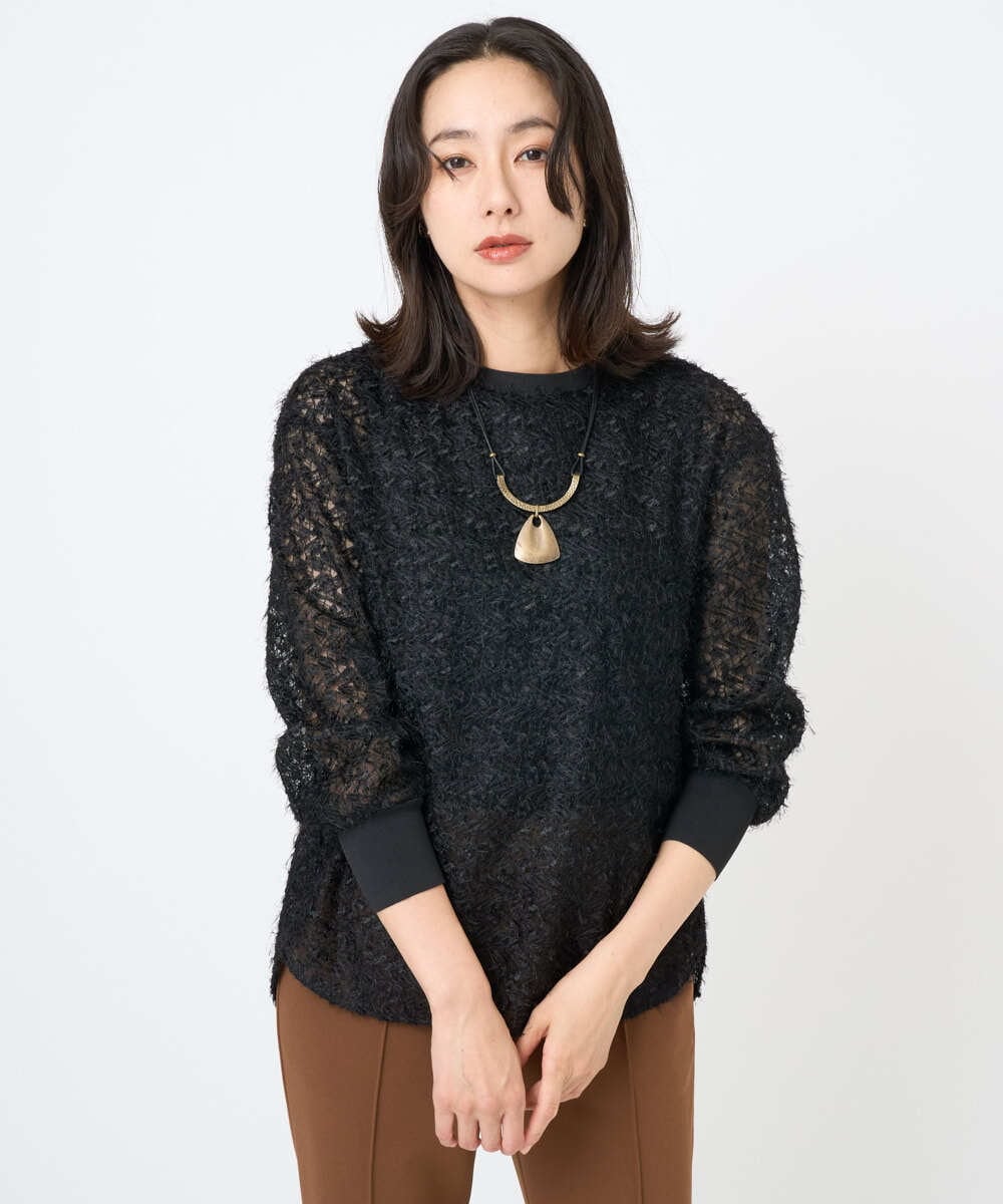 PZKAE57230 GEORGES RECH(ジョルジュ・レッシュ) フェザーチュールプルオーバー アイボリー