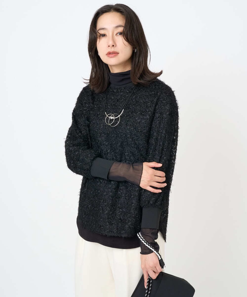 PZKAE57230 GEORGES RECH(ジョルジュ・レッシュ) フェザーチュールプルオーバー ブラック
