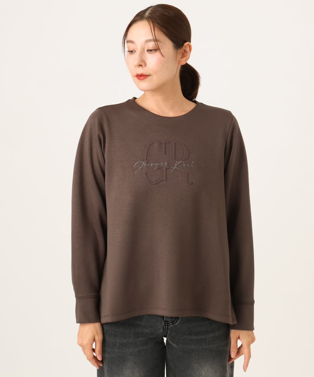 PZKAG11240 GEORGES RECH(ジョルジュ・レッシュ)  [セットアップ対応]ストレッチダンボールロゴプルオーバー ブラウン
