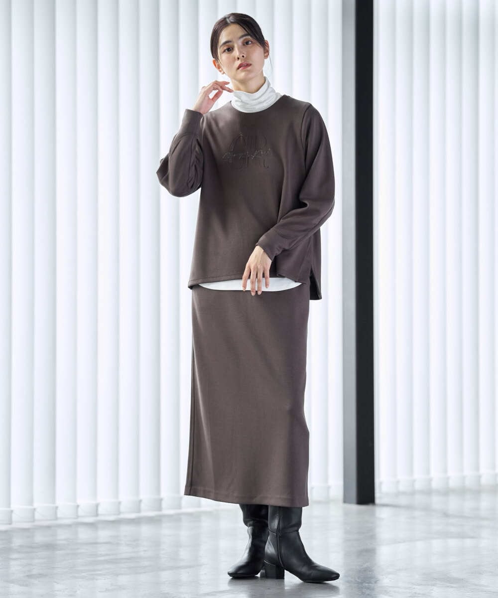 PZKAG11240 GEORGES RECH(ジョルジュ・レッシュ)  [セットアップ対応]ストレッチダンボールロゴプルオーバー ブラウン
