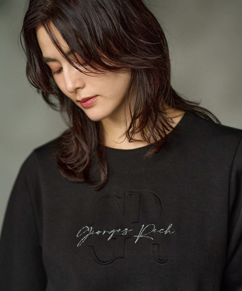 PZKAG11240 GEORGES RECH(ジョルジュ・レッシュ)  [セットアップ対応]ストレッチダンボールロゴプルオーバー ブラック