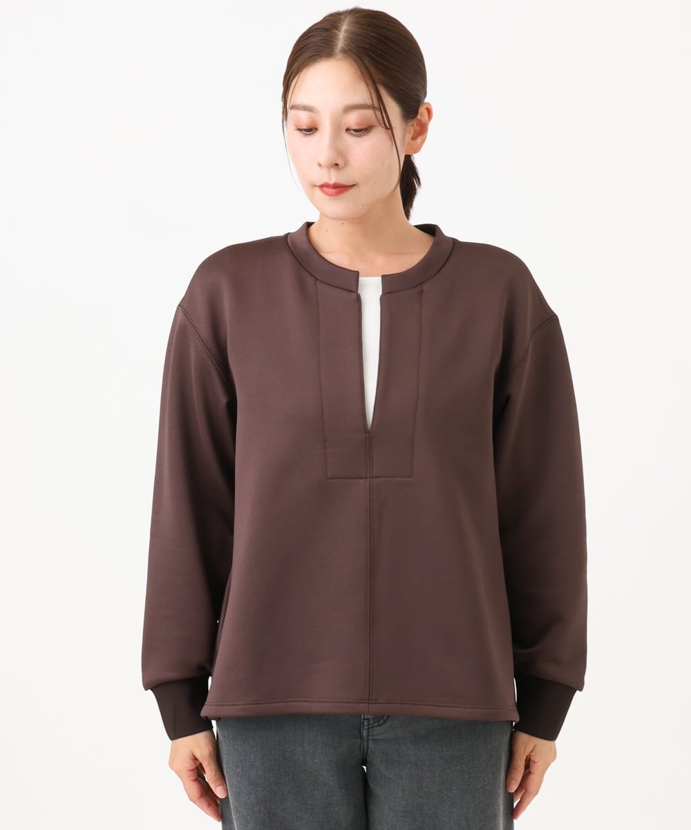 PZKAH02250 GEORGES RECH(ジョルジュ・レッシュ) スキッパージャージープルオーバー ブラウン