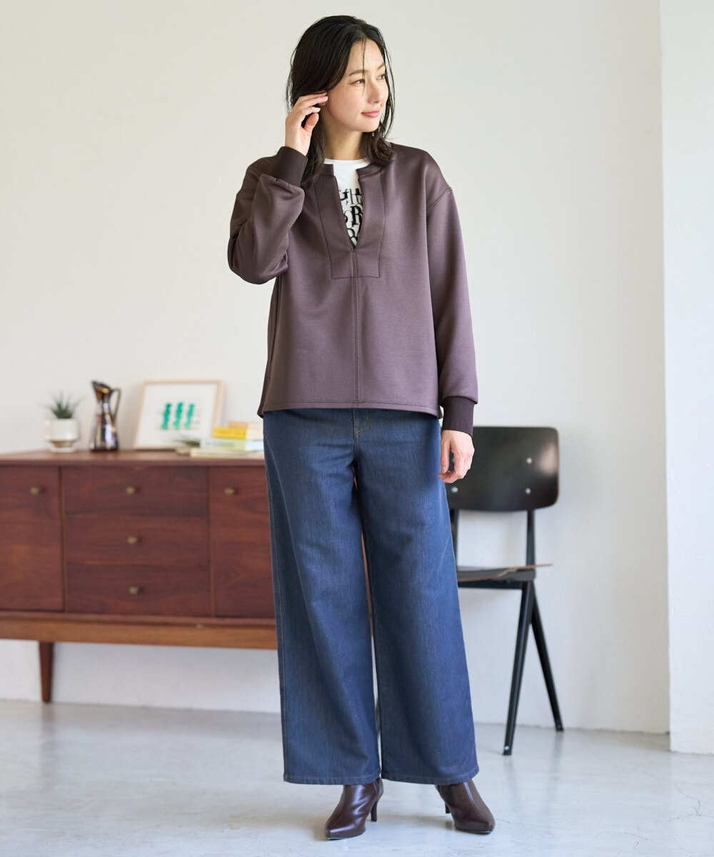 PZKAH02250 GEORGES RECH(ジョルジュ・レッシュ) スキッパージャージープルオーバー ブラウン