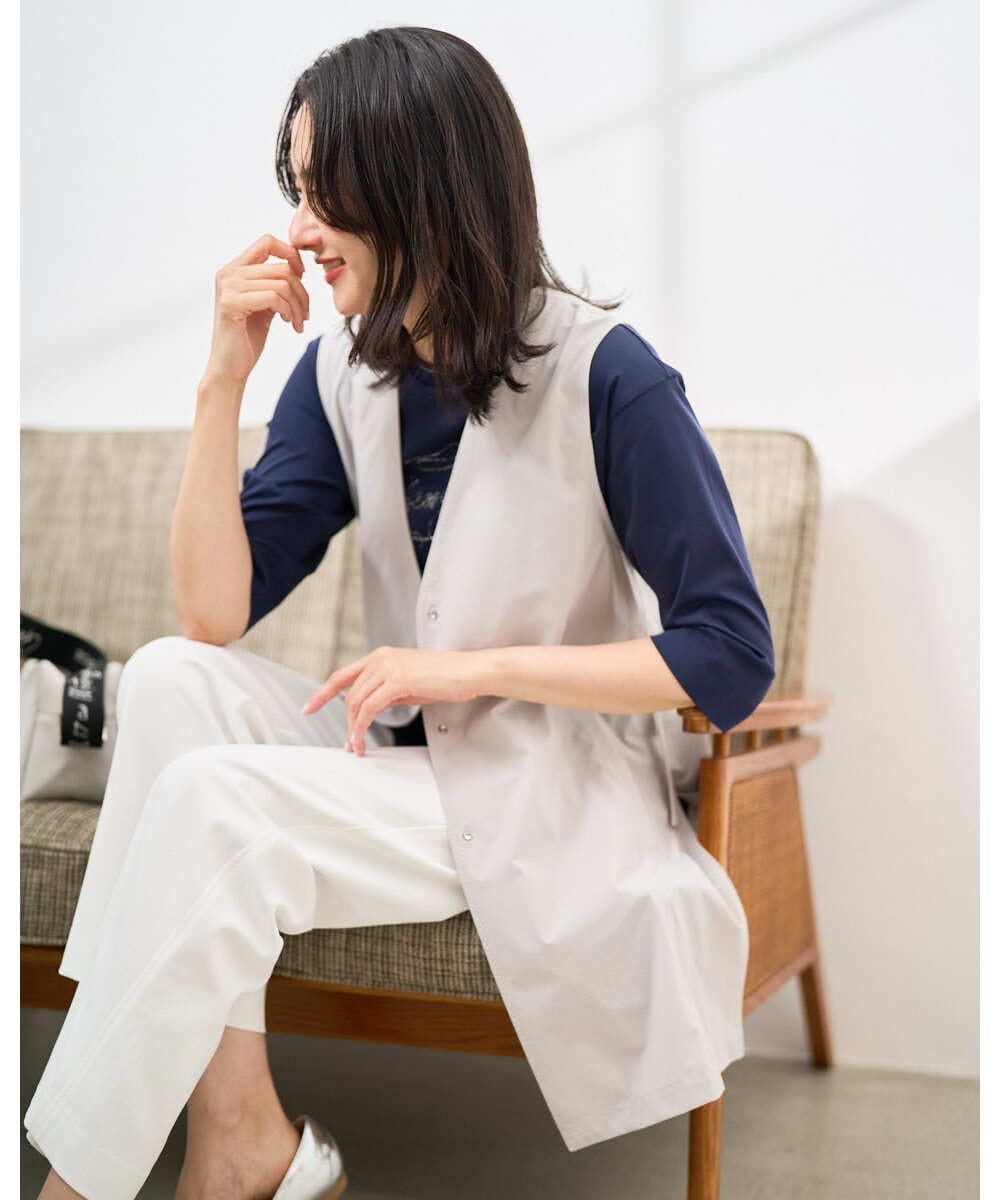 PZKGE45170 GEORGES RECH(ジョルジュ・レッシュ) [接触冷感]ラメコード刺繍ロゴカットソー ネイビー