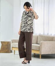 PZLGD31290 GEORGES RECH(ジョルジュ・レッシュ)  [セットアップ対応]フレンチリネンハシゴレースワイドパンツ ブラウン