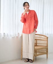 PZLGD31290 GEORGES RECH(ジョルジュ・レッシュ)  [セットアップ対応]フレンチリネンハシゴレースワイドパンツ ブラウン