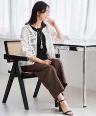 PZLGD31290 GEORGES RECH(ジョルジュ・レッシュ)  [セットアップ対応]フレンチリネンハシゴレースワイドパンツ ブラウン