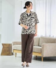 PZLGD31290 GEORGES RECH(ジョルジュ・レッシュ)  [セットアップ対応]フレンチリネンハシゴレースワイドパンツ ブラウン