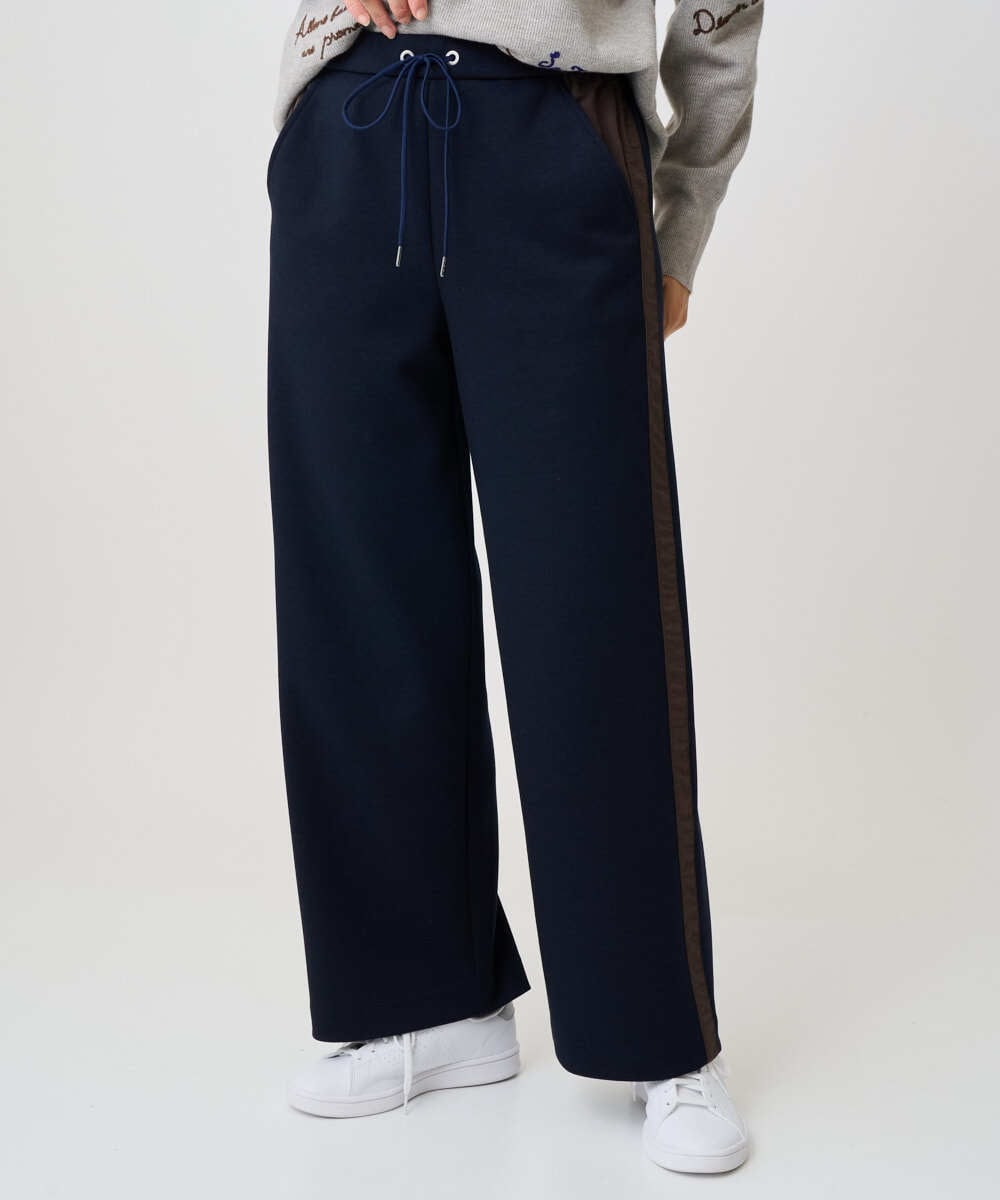 PZQAD01250 GEORGES RECH(ジョルジュ・レッシュ) ストレッチダンボールストレートワイドパンツ ネイビー