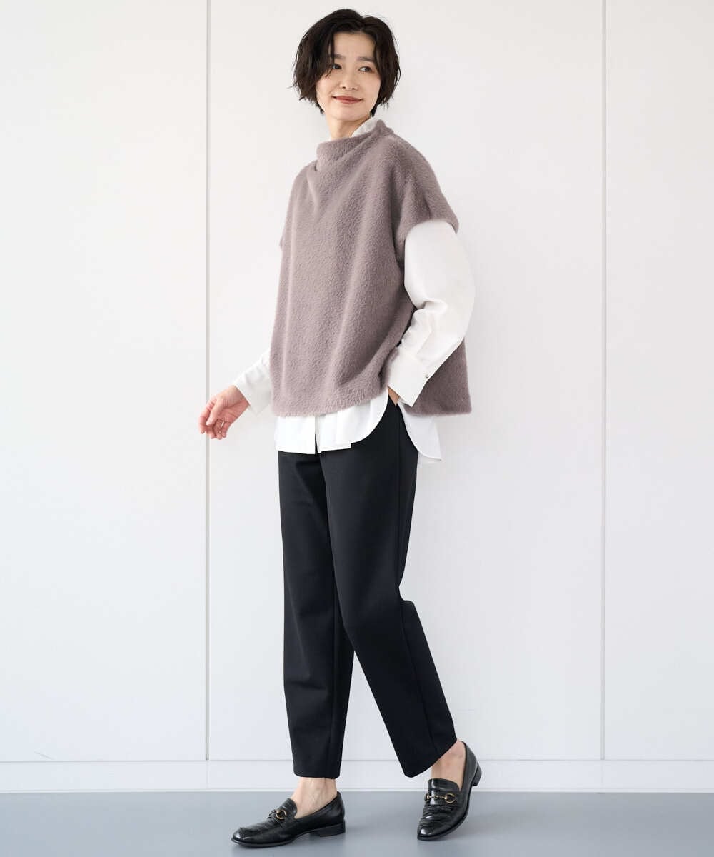 PZQCF64210 GEORGES RECH(ジョルジュ・レッシュ)  [日本製]トリコット裏起毛テーパードパンツ ブラック