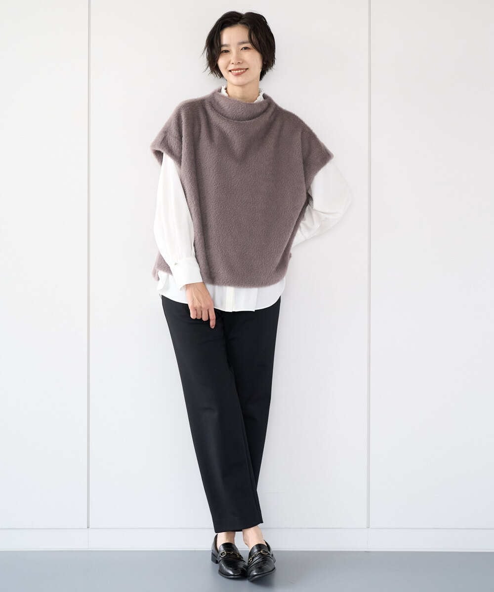 PZQCF64210 GEORGES RECH(ジョルジュ・レッシュ)  [日本製]トリコット裏起毛テーパードパンツ ブラック