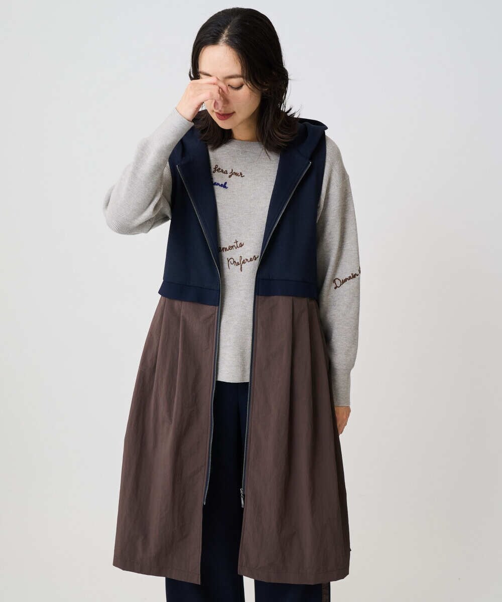 PZTAD02390 GEORGES RECH(ジョルジュ・レッシュ) ダンボールタフタドッキングロングジレ ネイビー