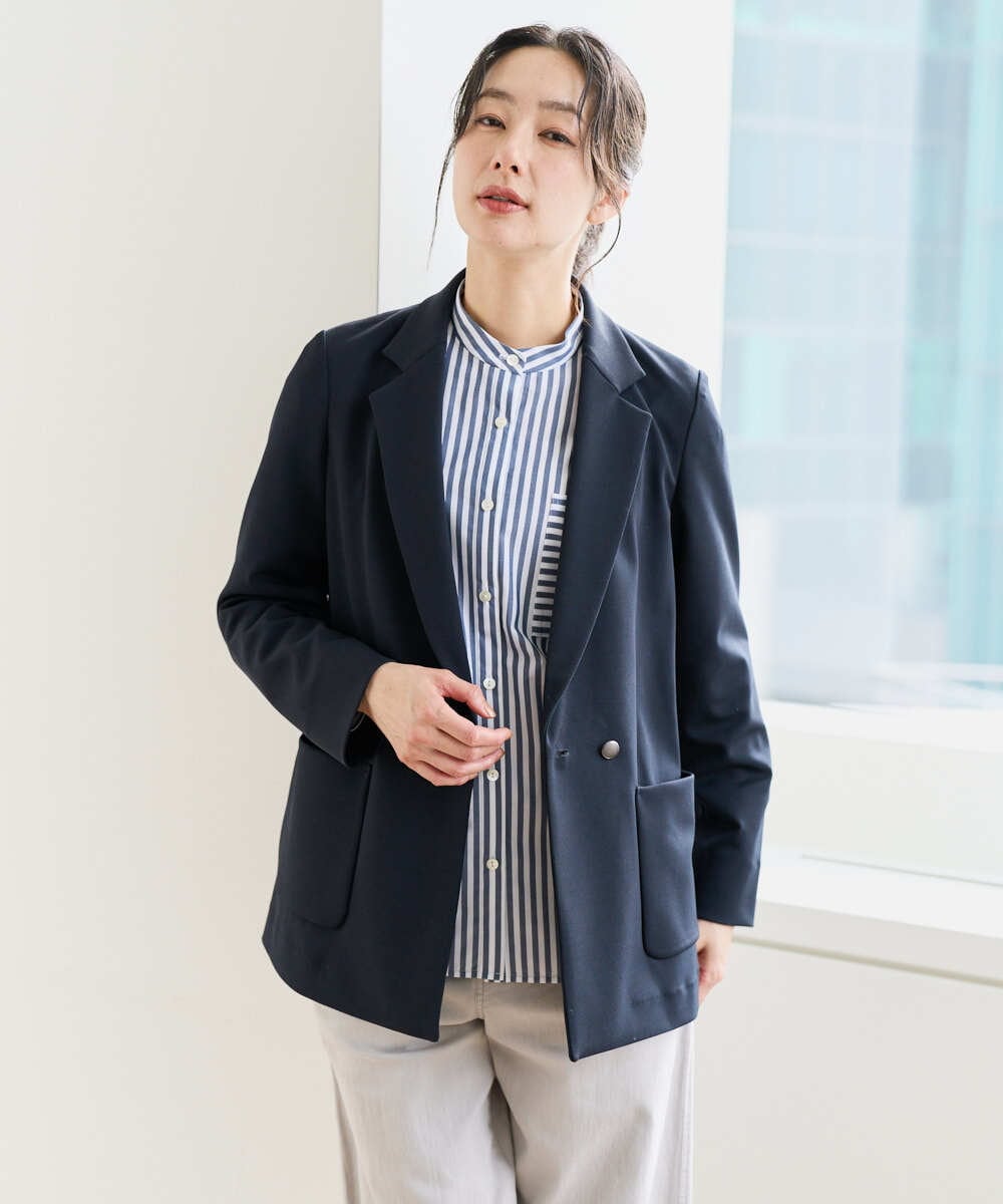 PZTEE03390 GEORGES RECH(ジョルジュ・レッシュ)  [日本製]ジャージーテーラードジャケット ネイビー