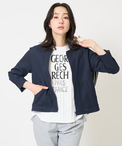 PZTGA32330 GEORGES RECH ジャージーノーカラーショートブルゾン