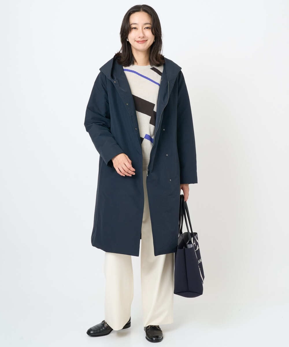 PZUAF15630 GEORGES RECH(ジョルジュ・レッシュ) グログランステッチレスロングダウンコート ネイビー