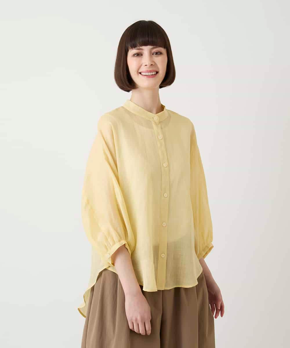 R6BIE40190 HIROKO BIS(小さいサイズ)(メゾン ドゥ サンク) 【小さいサイズ/接触冷感】シアードルマンブラウス ライトイエロー