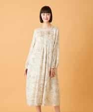 R6EED56490 HIROKO BIS(小さいサイズ)(メゾン ドゥ サンク) 【小さいサイズ】ボタニカルモチーフピンタックドレス アイボリー
